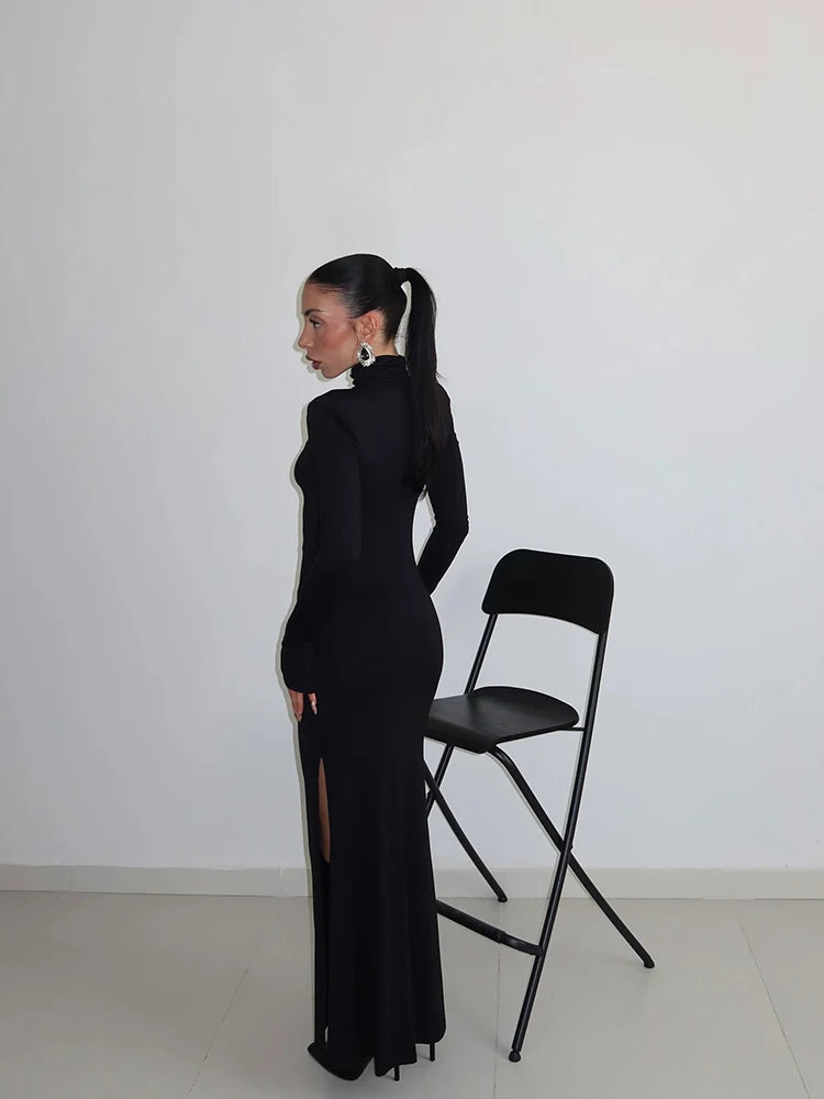 Gabrina Dames Wrap Dress | Elegante Lange Mouwen met Hoge Split 4