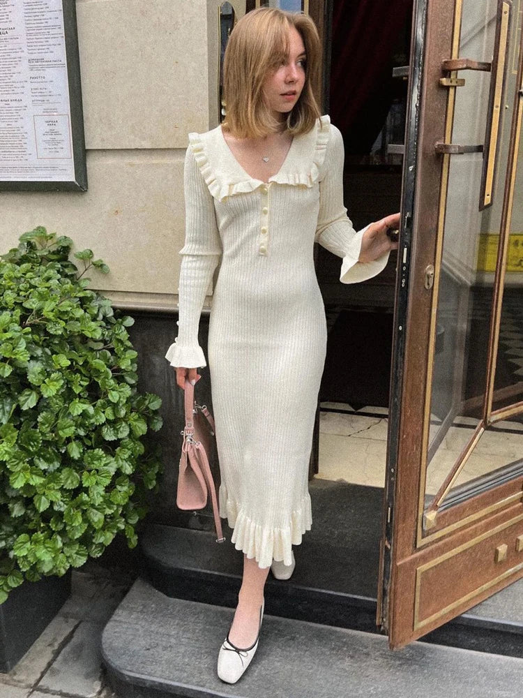 Galia Dames Ruffled Jurk | Zachte Gebreide Stof, Elegant en Veelzijdig 30