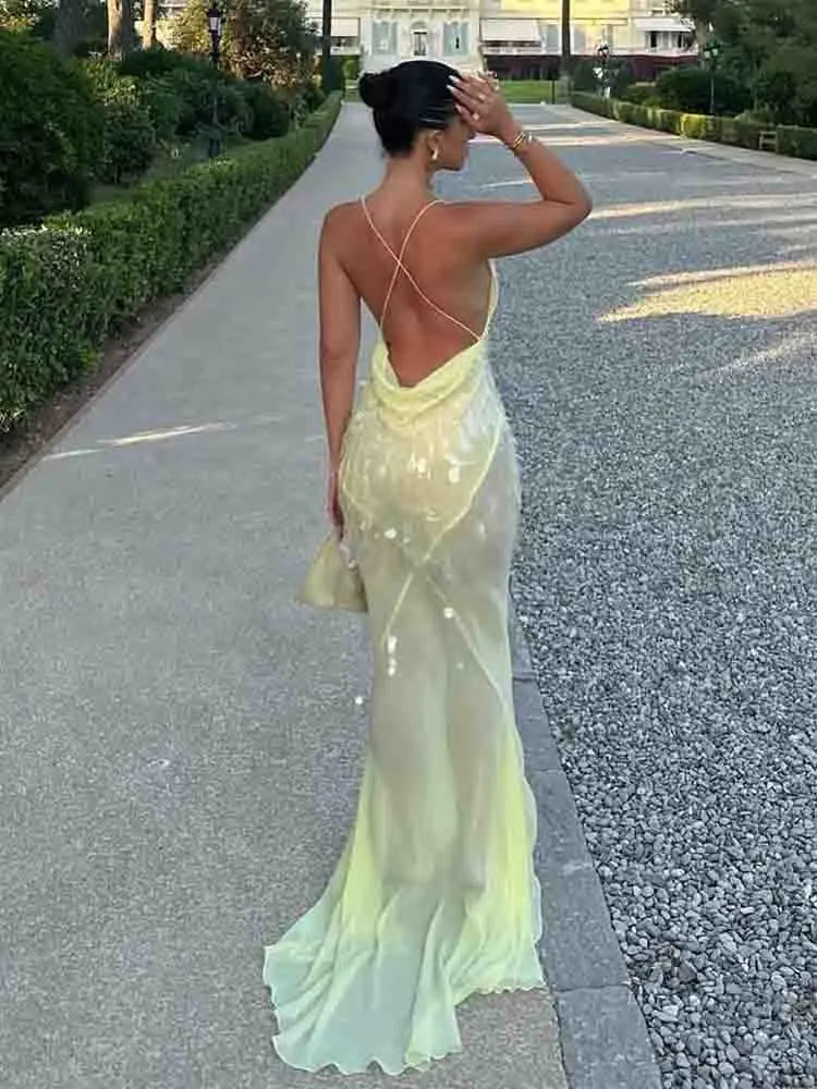 Helle Dames Maxi Jurk | Pailletten, Halterrugloos, Zomer Glamour 1