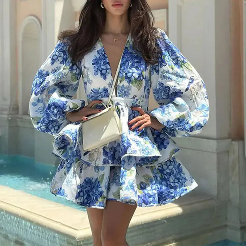 Jasmijn Women's Mini Dress | Floral Print with Ruffles, Stylish Zomer Kleding Dames 1