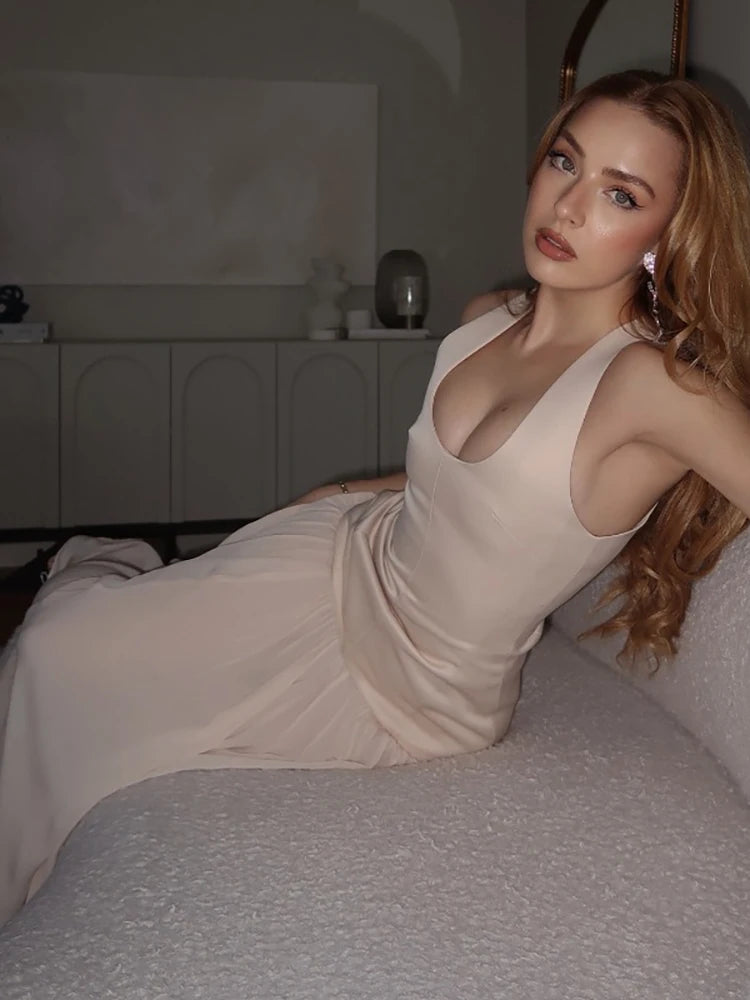 Gina Dames Jurk | Mouwloos Hoge Taille, Lichtgewicht Abrikoos Zomerjurk 4
