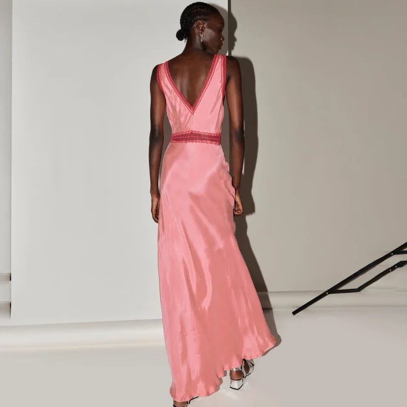Evelyn Dames Maxi Jurk | Elegante Kant, V-Hals, Formele Gelegenheden 5