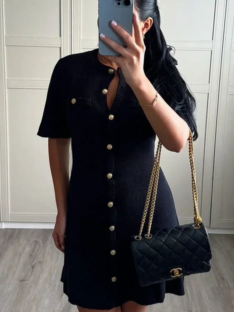 Gela Dames Jurk | Zachte Brei Mini Jurk, Elegant en Tijdloos 4