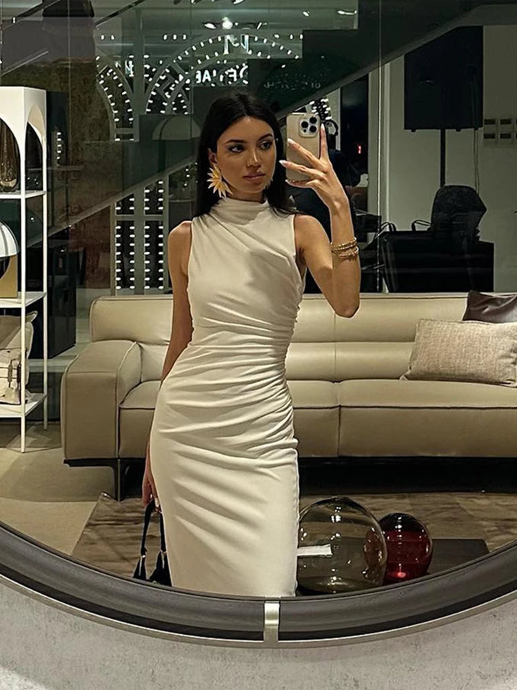 Sienna Women's Midi Dress | Elegant Pleats, Timeless Style 5