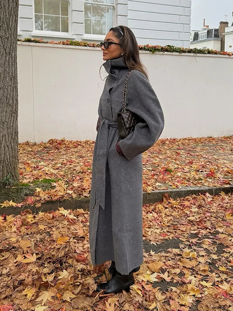 Ria Dames Jas Winter | Luxe Wolmix, Hoge Kraag, Slank Silhouet 6