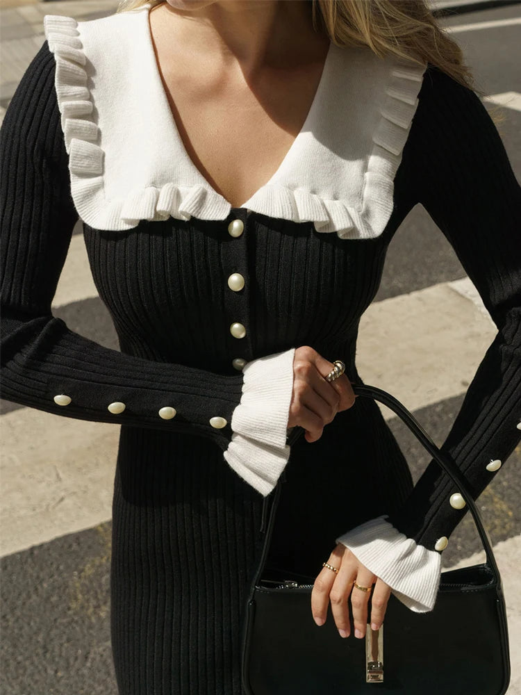 Galia Dames Ruffled Jurk | Zachte Gebreide Stof, Elegant en Veelzijdig 17