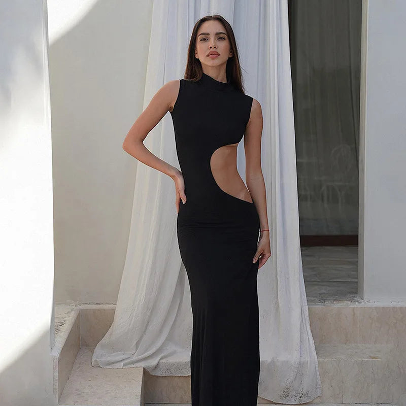 Gisella Dames Maxi Jurk | Sexy Cut-Out Zwarte Lange Jurk voor Zomeravonden 6