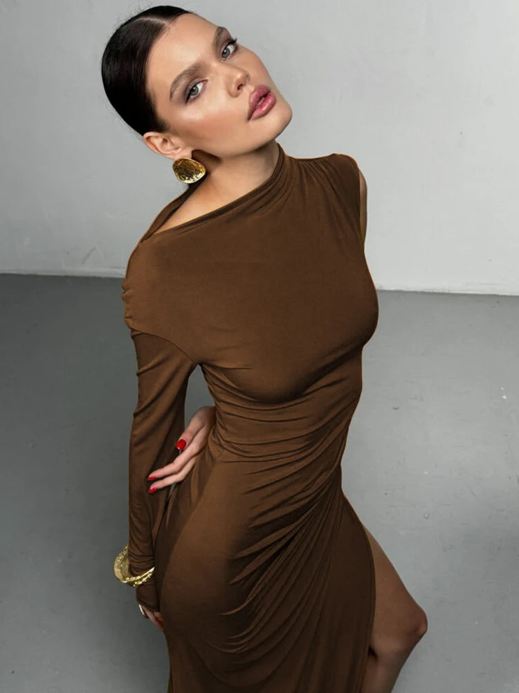 Kinsley Dames Maxi Jurk | Asymmetrisch Ontwerp met Kraag, Lange Jurk 3