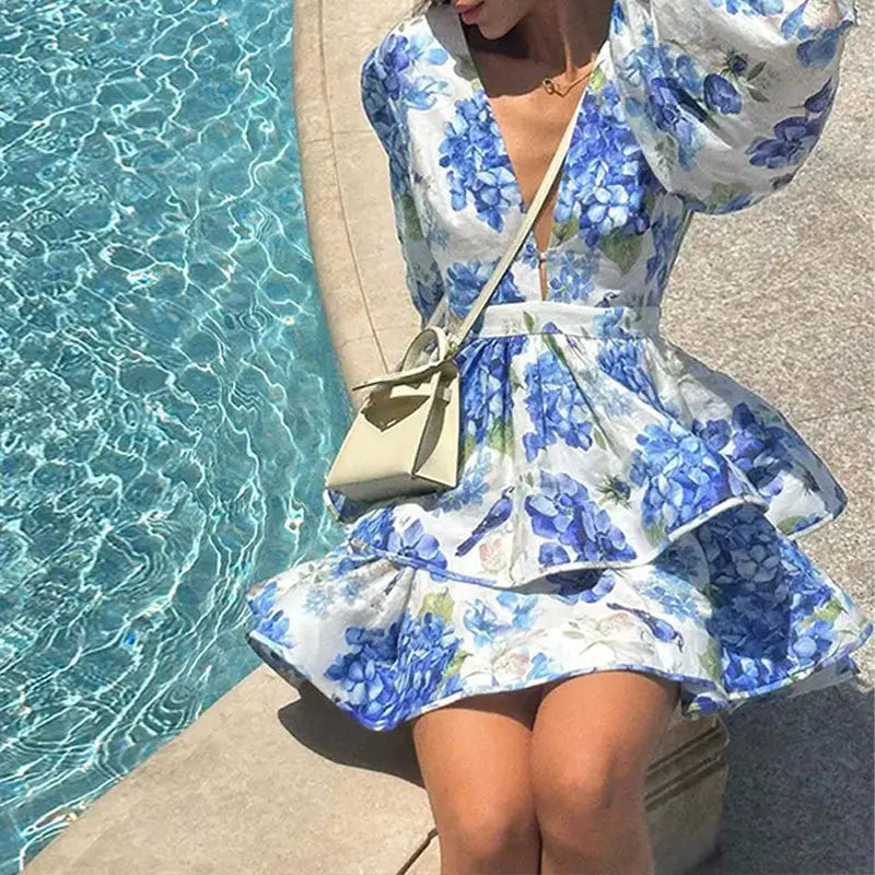 Jasmijn Women's Mini Dress | Floral Print with Ruffles, Stylish Zomer Kleding Dames 2