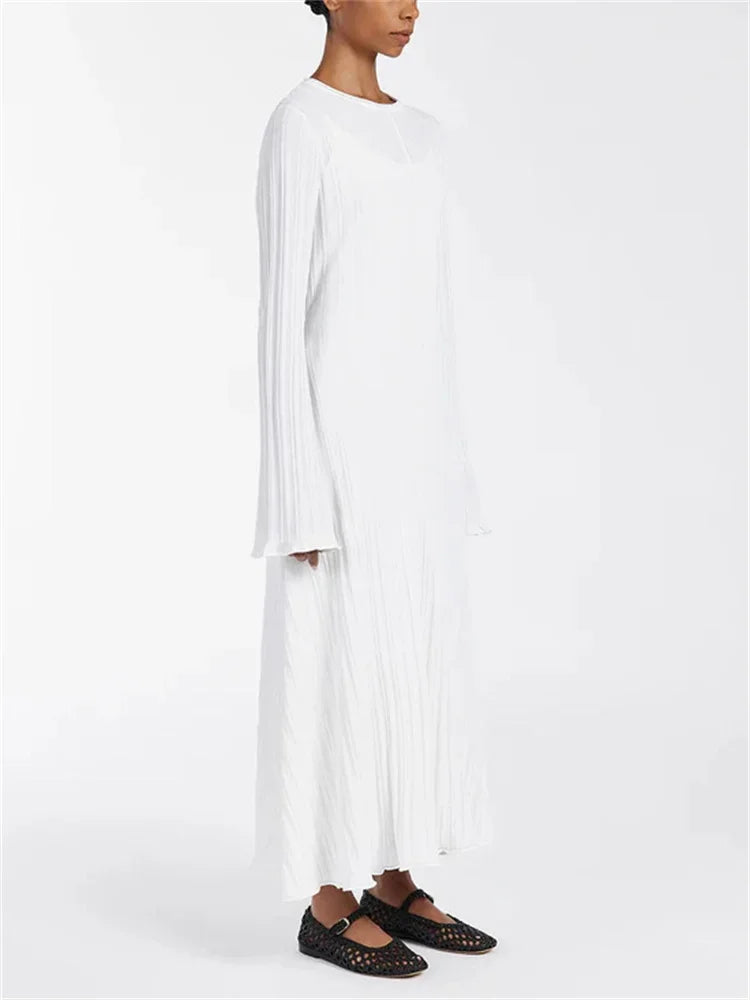 Ginevra Dames Maxi Jurk | Ribbelontwerp, Elegante Lange Mouwen 11