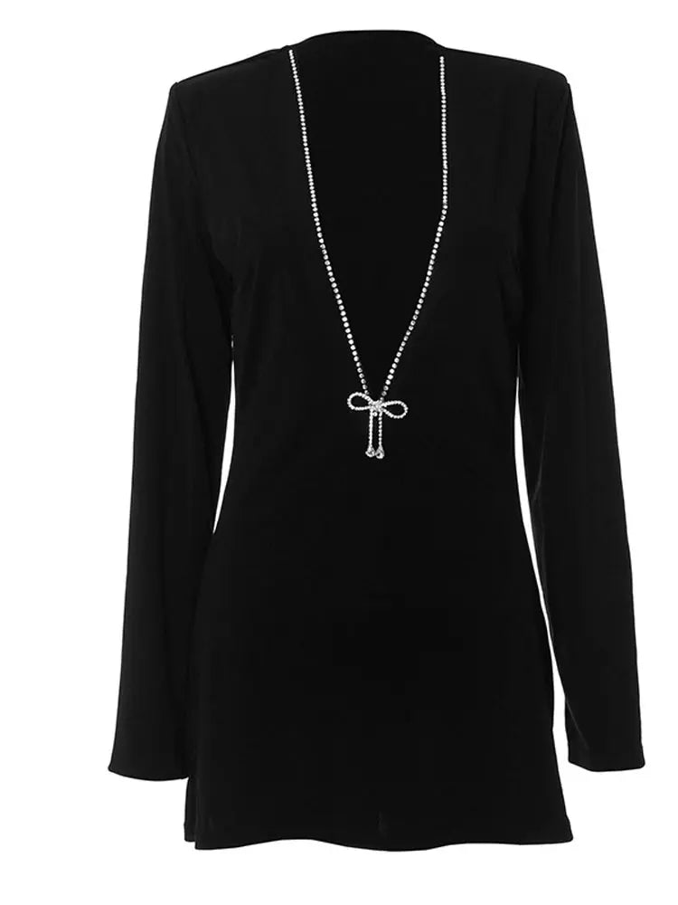 Ula Vrouwen Zwarte Mini Jurk | Diepe V-hals, Chic en Flatterend 5