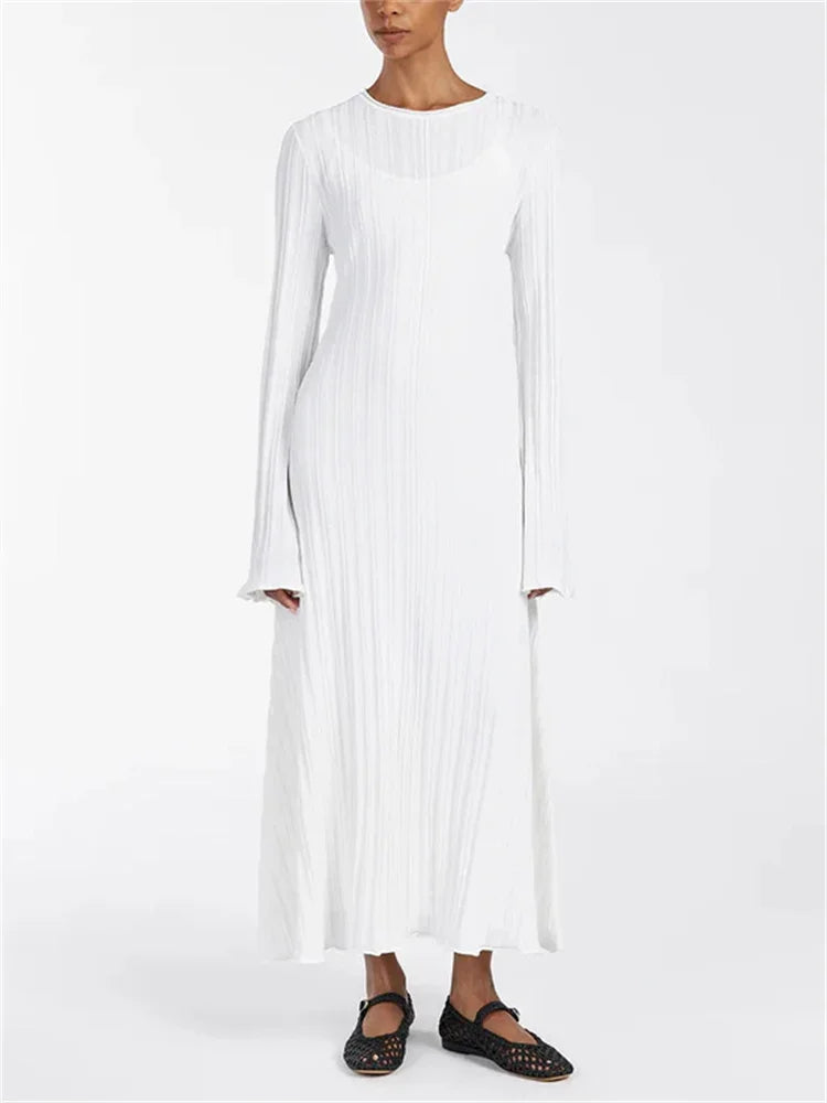 Ginevra Dames Maxi Jurk | Ribbelontwerp, Elegante Lange Mouwen 13