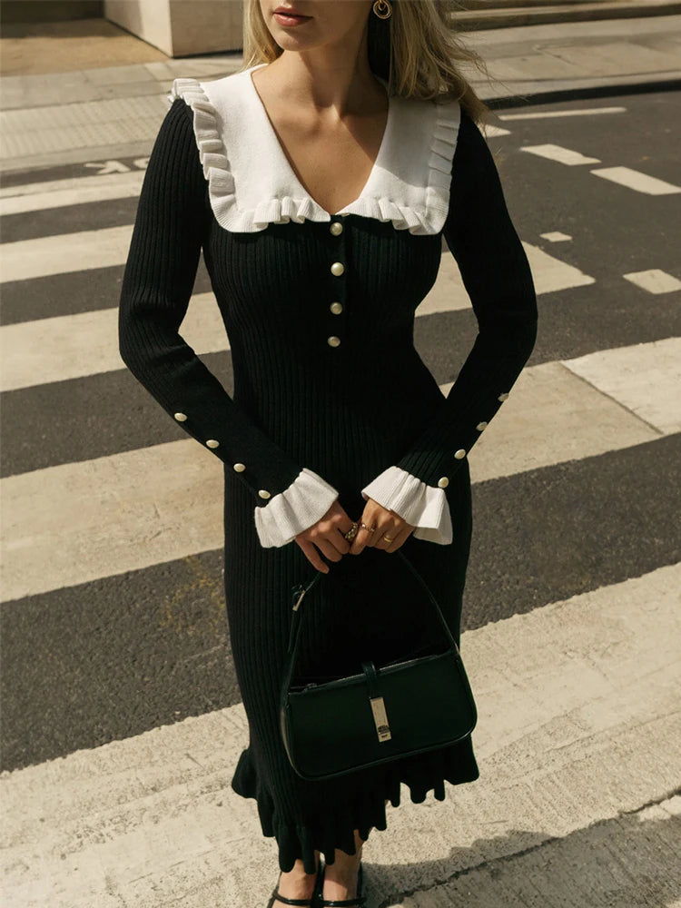 Galia Dames Ruffled Jurk | Zachte Gebreide Stof, Elegant en Veelzijdig 29