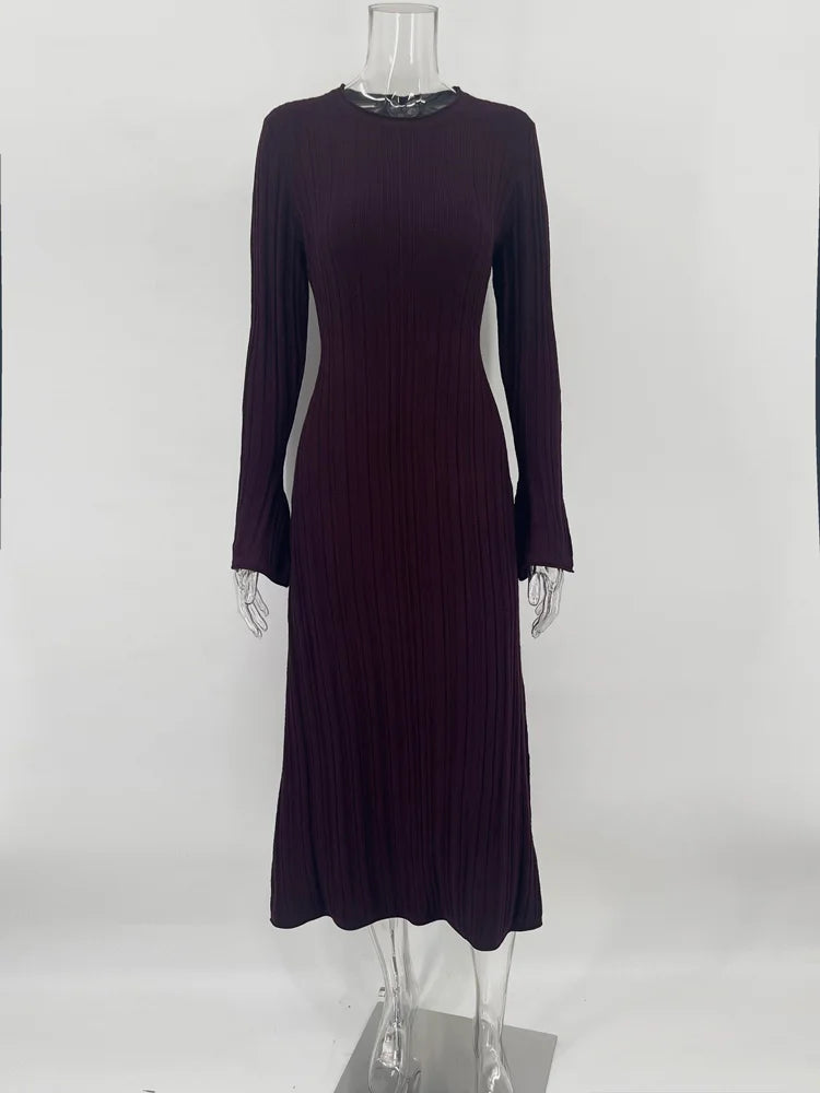 Ginevra Dames Maxi Jurk | Ribbelontwerp, Elegante Lange Mouwen 4