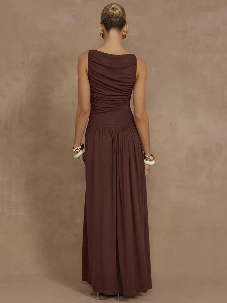 Gina Dames Maxi Jurk | Luxe Stof, Mouwloos Design voor Zomer 4