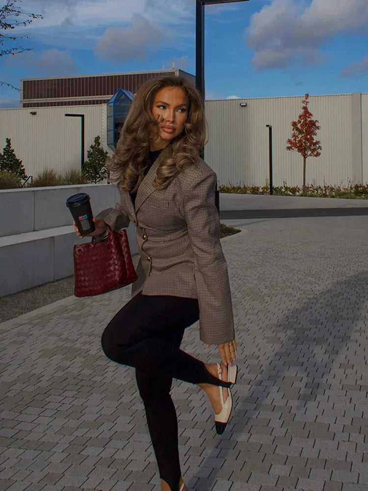 Sienna Zwarte Blazer Dames | Tijdloos Ruitpatroon, Slim Fit 5