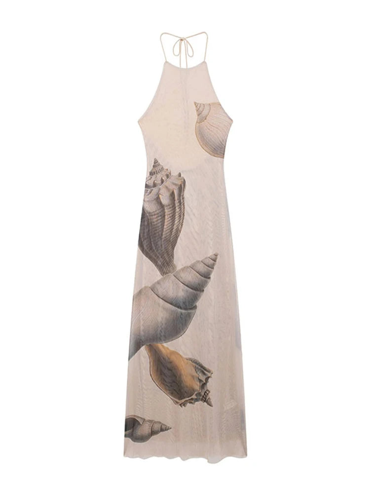 Mavi Dames Maxi Jurk | Mesh Print, Backless, Lange Zomerjurk 5