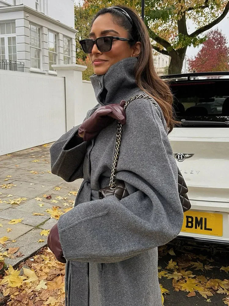 Ria Dames Jas Winter | Luxe Wolmix, Hoge Kraag, Slank Silhouet 4