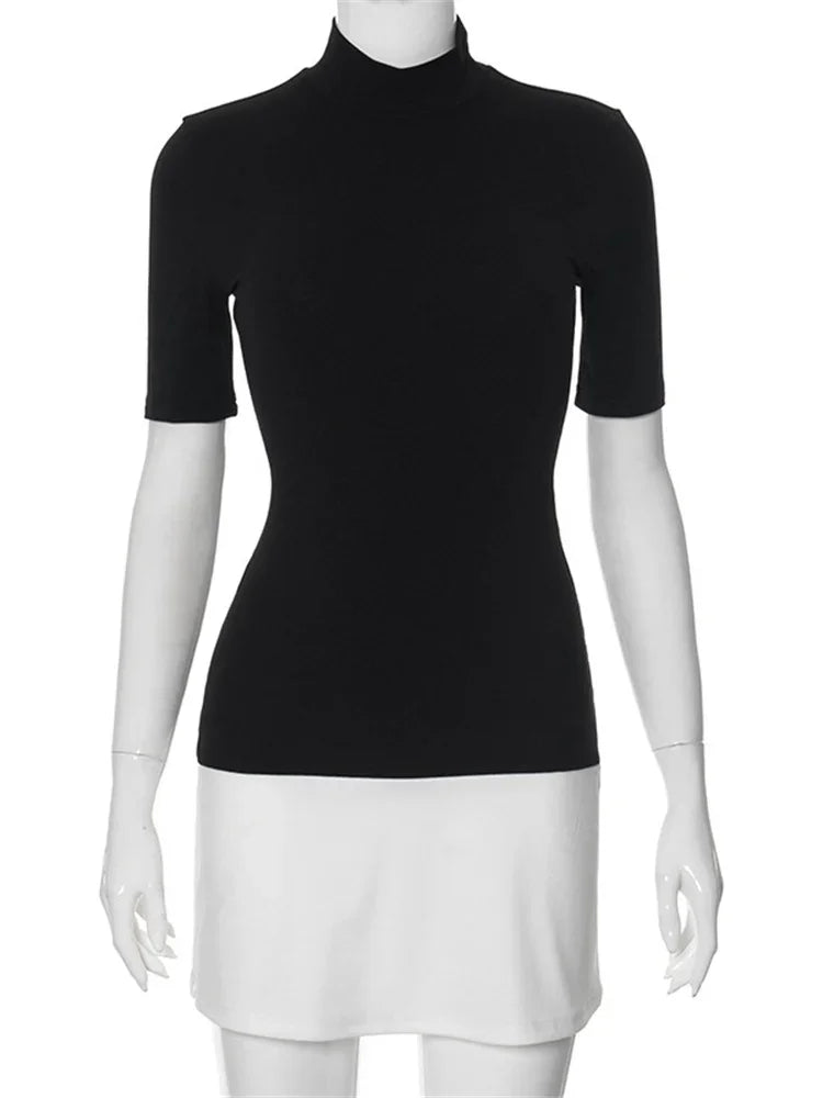 Gema Women's Mini Jurk | Chic Contrast Ontwerp, Bodycon Zwart 6