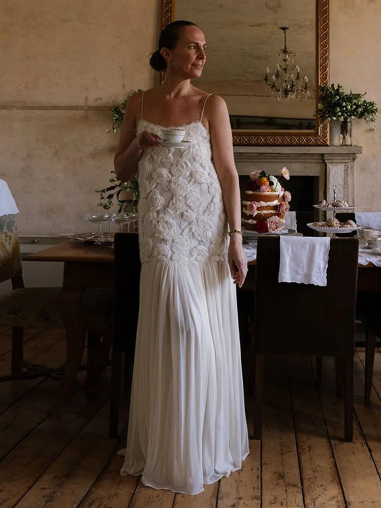 Zina Dames Lange Jurk | Bloemen Patchwork, Elegant en Vloeiend 3