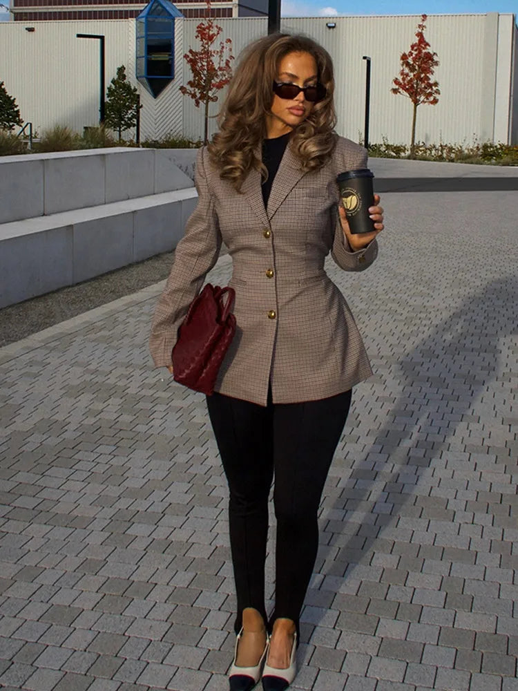 Sienna Zwarte Blazer Dames | Tijdloos Ruitpatroon, Slim Fit 6