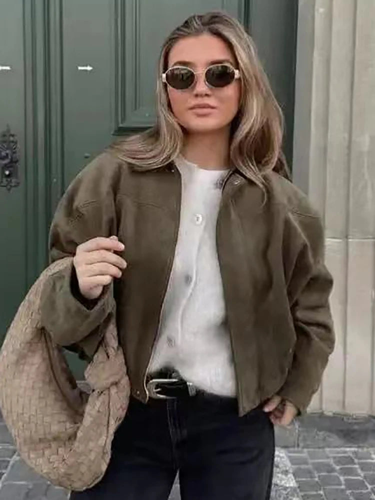 Dames | Groene Oversized Bomberjack - Vintage Stijl-3