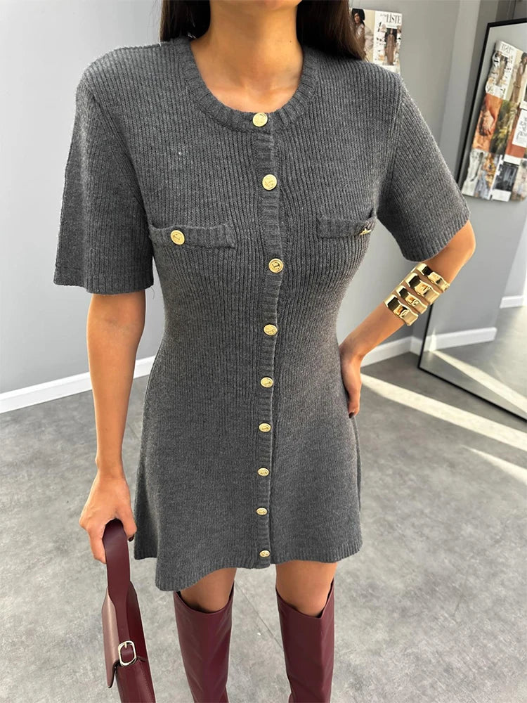 Gela Dames Jurk | Zachte Brei Mini Jurk, Elegant en Tijdloos 7
