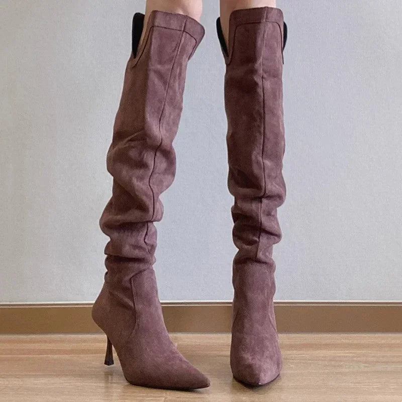 Heloise Dames Hoge Laarzen | Elegante Plissé, Zwart 2