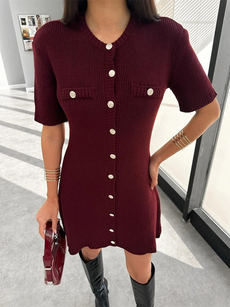 Gela Dames Jurk | Zachte Brei Mini Jurk, Elegant en Tijdloos 5