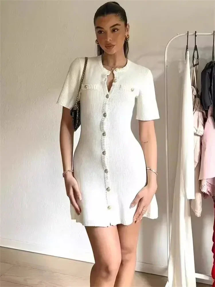 Gela Dames Jurk | Zachte Brei Mini Jurk, Elegant en Tijdloos 6