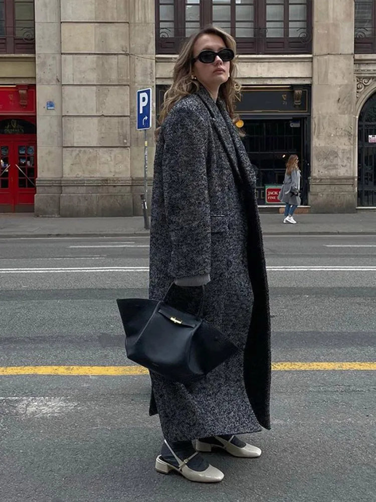 Vianne Dames Lange Winterjas | Gestreept Ontwerp, Klassieke Suitkraag 6