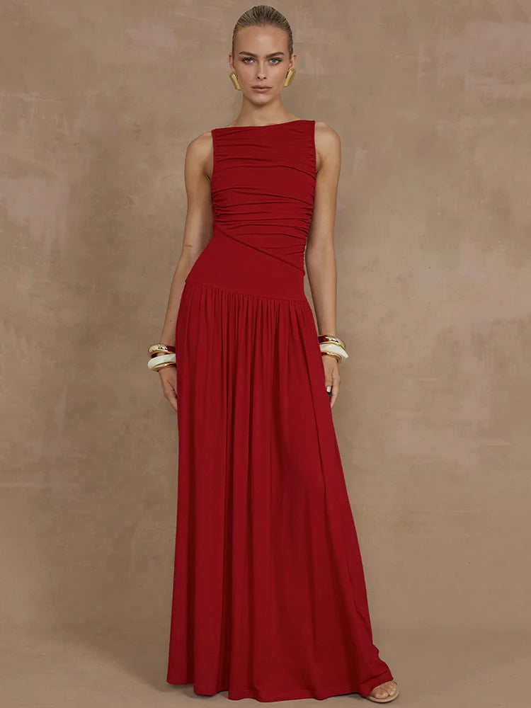 Gina Dames Maxi Jurk | Luxe Stof, Mouwloos Design voor Zomer 6
