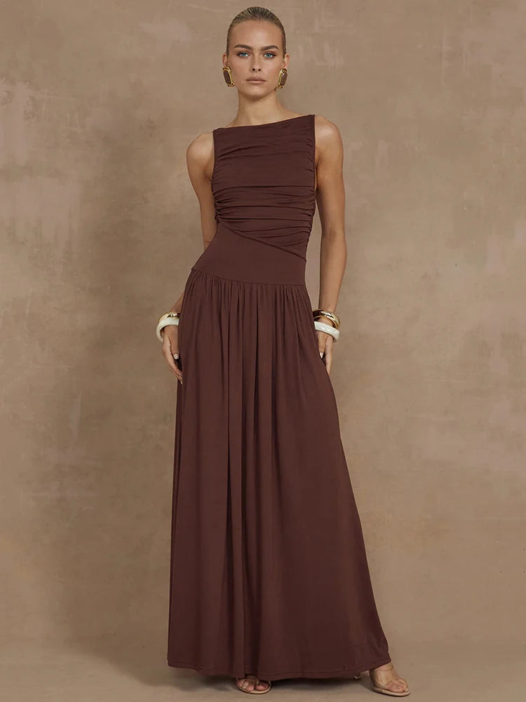 Gina Dames Maxi Jurk | Luxe Stof, Mouwloos Design voor Zomer 1