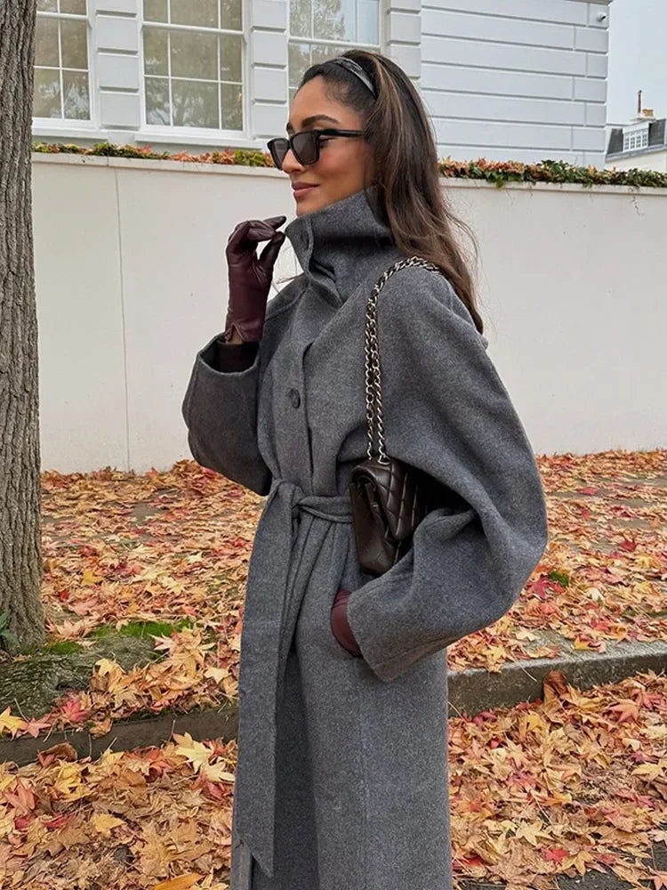 Ria Dames Jas Winter | Luxe Wolmix, Hoge Kraag, Slank Silhouet 3