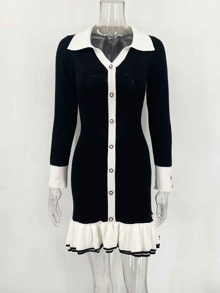 Gigi Dames Mini Jurk | Zachte Brei met Ruffles en Strik 5