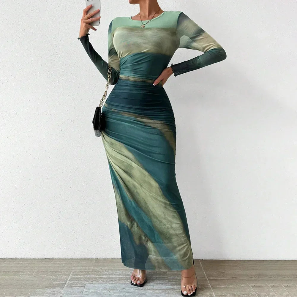 Variant image for Dames Maxi Jurk Blauw M Katoen Elegante Stijl-1