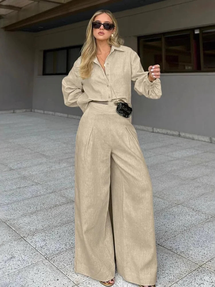 Elysia Dames Twee-Delige Set | Katoen-Linnen, Casual en Semi-Formeel 1