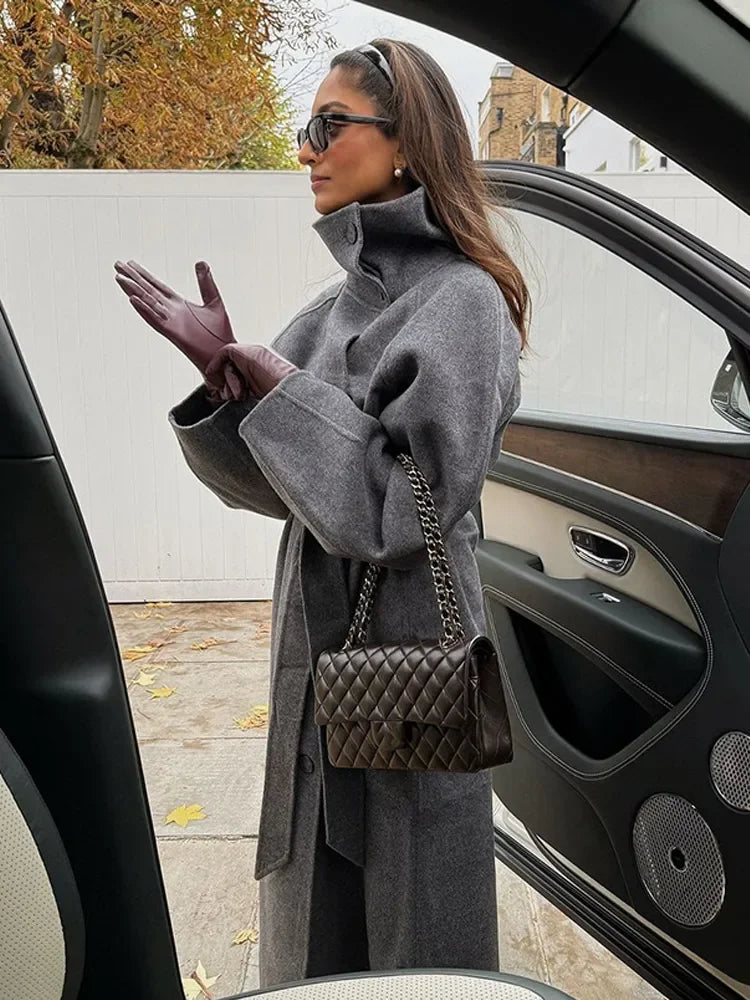 Ria Dames Jas Winter | Luxe Wolmix, Hoge Kraag, Slank Silhouet 2