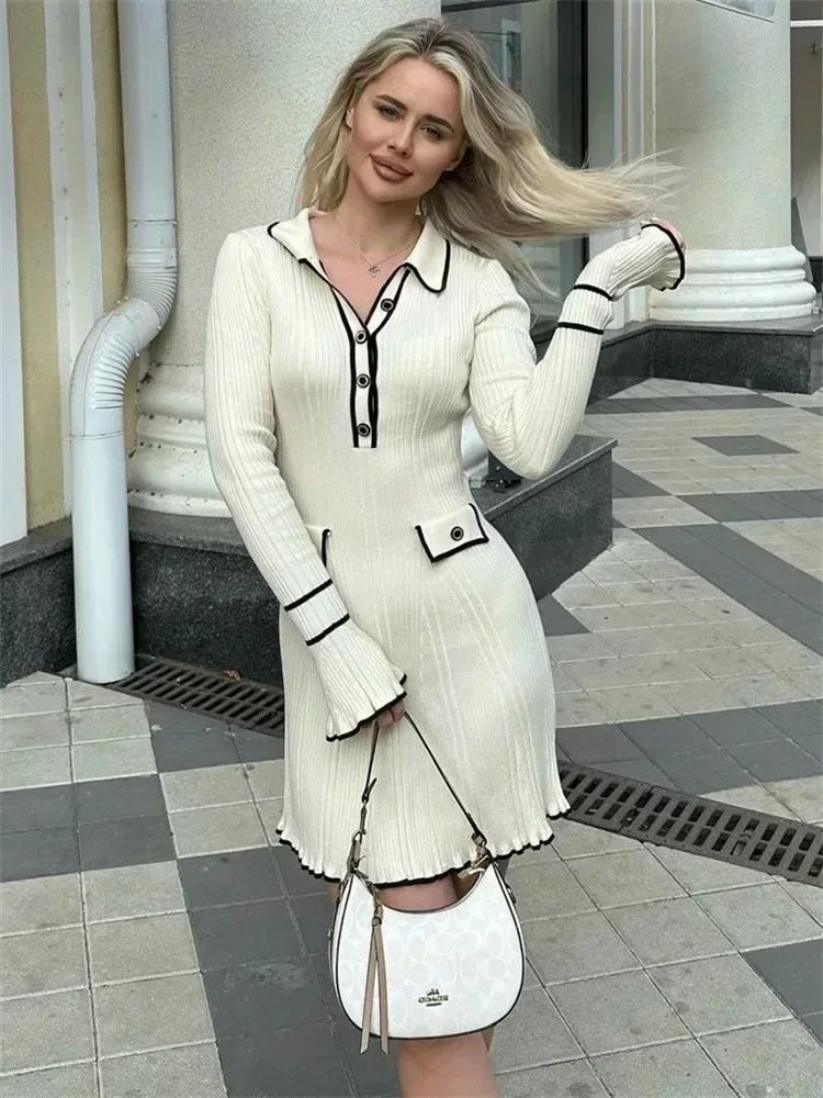 Galia Dames Ruffled Jurk | Zachte Gebreide Stof, Elegant en Veelzijdig 14