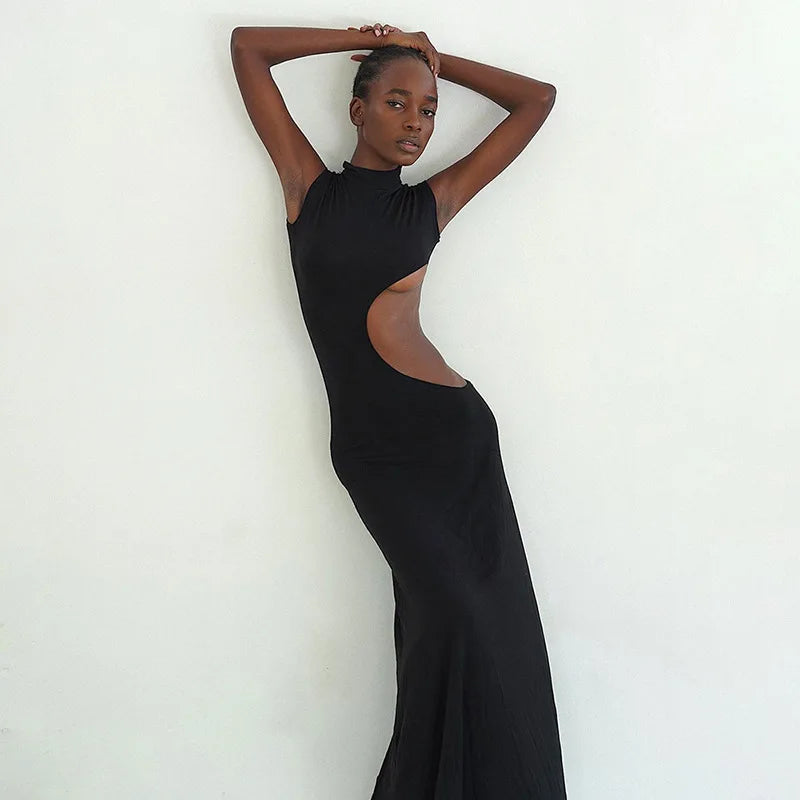 Gisella Dames Maxi Jurk | Sexy Cut-Out Zwarte Lange Jurk voor Zomeravonden 5
