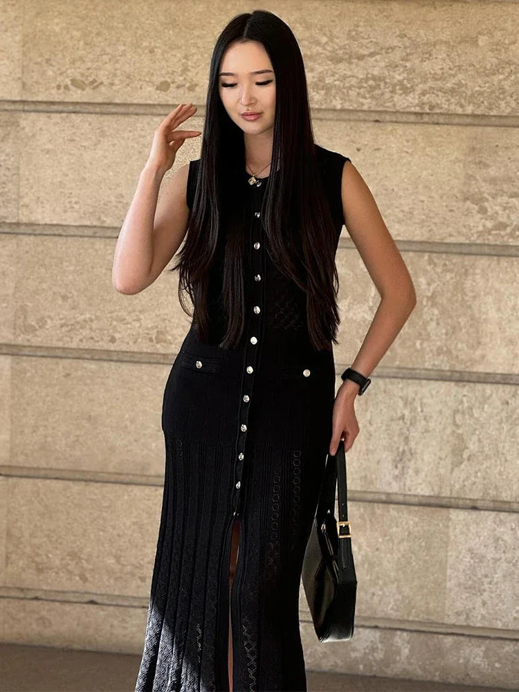Stijlvolle Mouwloze Jurk Dames – Gebreid, Zomer Kleding 7