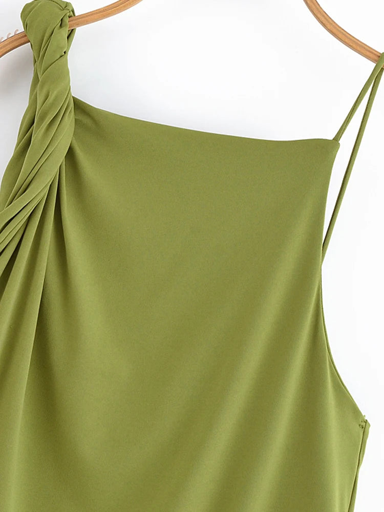 Vrouwen Asymmetrische Top - Modieuze Plissé Zomerstijl 2