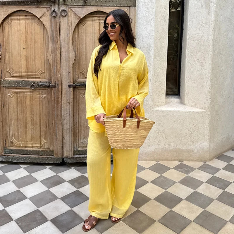 Vrouwen Oversized Top en Broek Set – Zachte V-hals, Trendy Lente Outfit 8