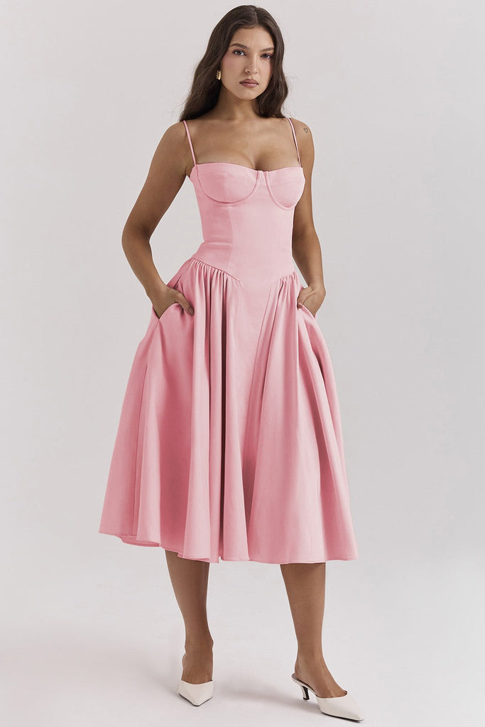 Variant image for Elegant Women's Summer Dress - Sculpting Waist Sundress for Casual and Formal Occasions in White-5