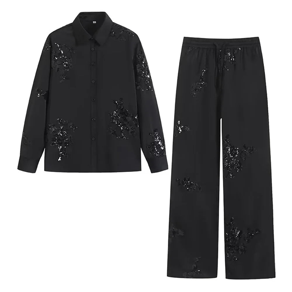 Zarb Dames Shirt en Broek Set – Geëmbroide Stijl, Slank Modern Design 0