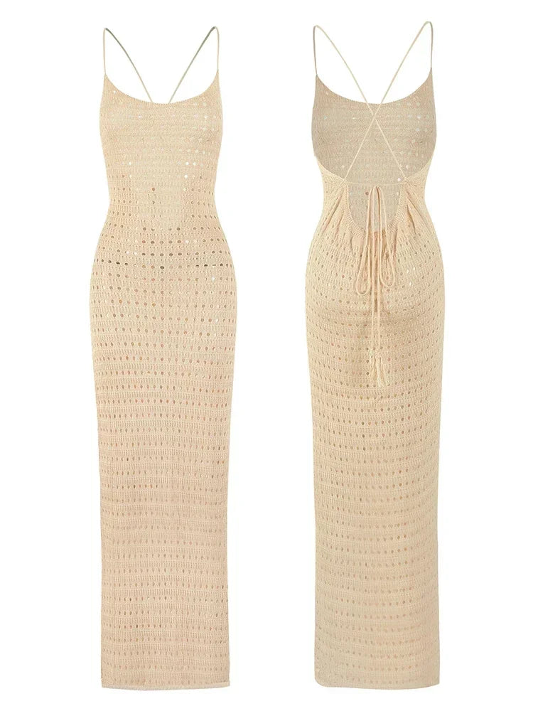 Zomer Maxi Jurk Dames - Katoen met Cut-Out en Franje, Bodycon Stijl 4