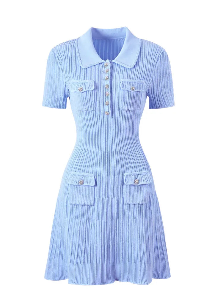 Zomerjurk Dames - Gebreid, Casual Korte Jurk 4