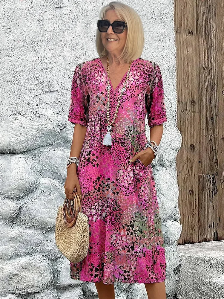 Nina Vivid Midi Jurk Dames 4