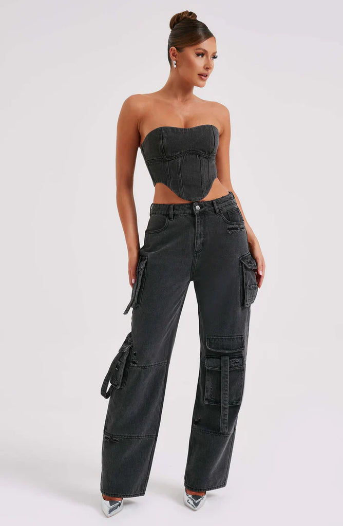 Zola Denim Set Dames - Comfortabele Cargo Stijl, Tijdloos Blauw 9