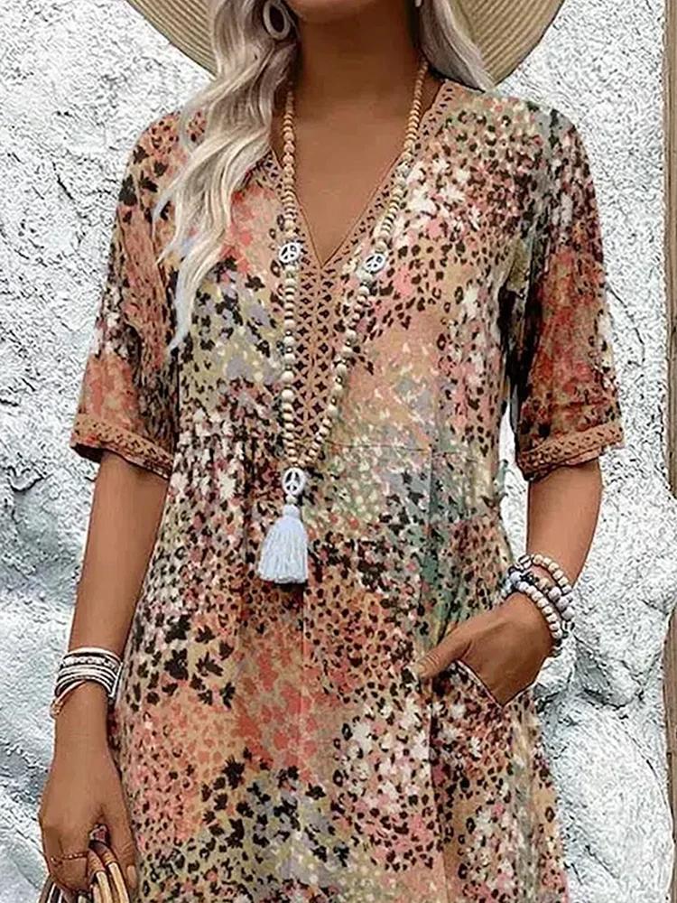 Nina Vivid Midi Jurk Dames 6